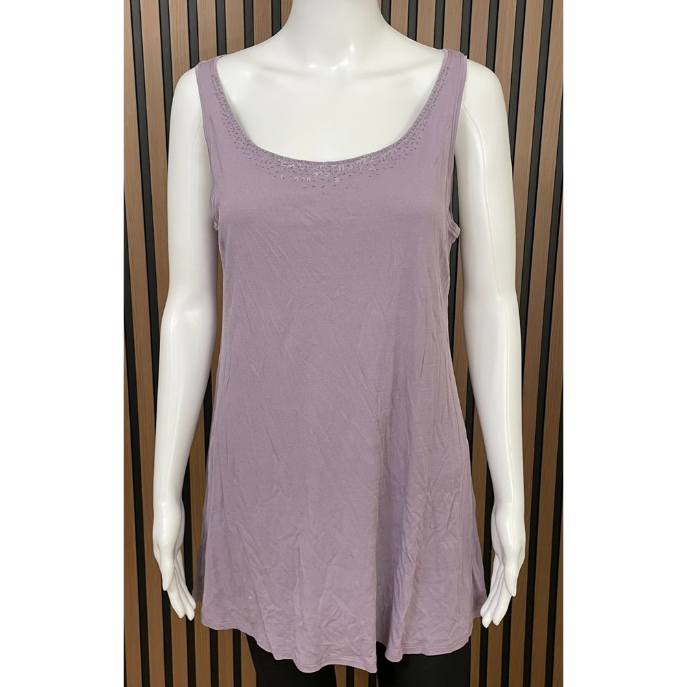 Eileen Fisher Women's S‎ Purple Tank Silk Top Sequin Wide Strap Casual Summer